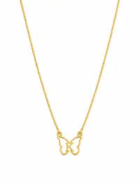 Golden Aura Butterfly Pendant Necklace Minimal Personalized Jewelry For Women Customizable Gold Plated Name