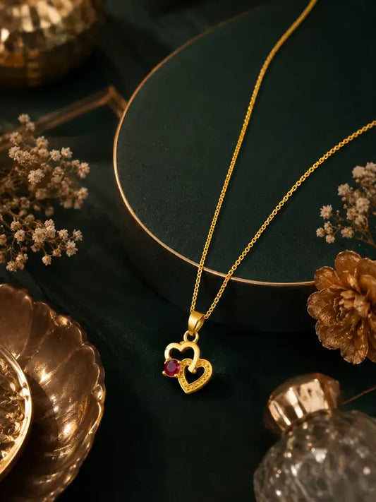 Gold Plated Initial Letter Pendant Necklace For Women Girls Ruby Customizable Personalized Name Unique