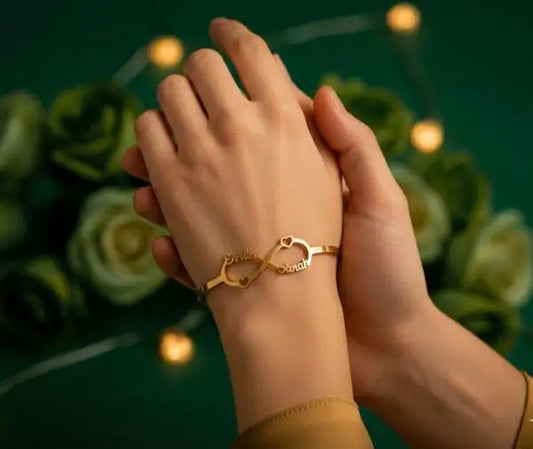 Customized Couple Name Infinity Bracelet Personalized Gold Plated Love Customizable Kada Unique Gift For