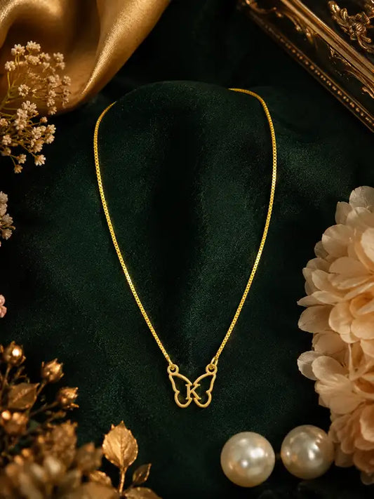 Golden Aura Butterfly Pendant Necklace Minimal Personalized Jewelry For Women Customizable Gold Plated Name