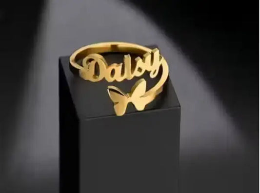 Personalized Dual Name Ring For Women Custom Couple Gold Plated Adjust Customizable Unique Gift