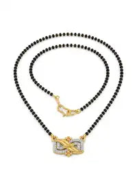 Premium Designer Infinity Mangalsutra Necklace For Women Gold Plated Black Bead Elegant Design Stylish