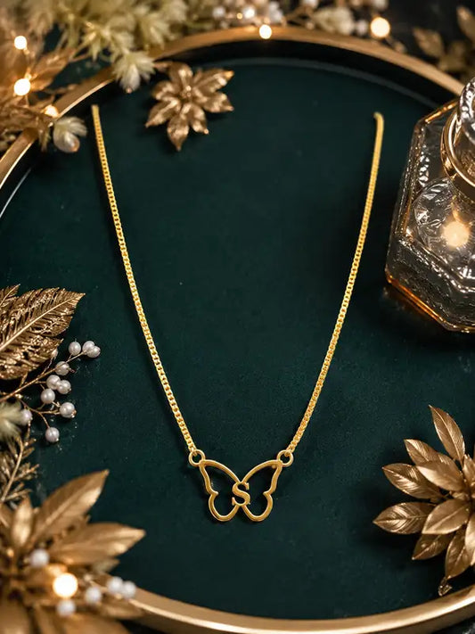 Butterfly Initial Necklace For Women Personalized Gold Letter Pendant Chain Customizable Plated Name Unique