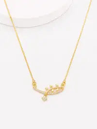 Crystal Leaf Charm Necklace For Women Premium Gold Finish Elegant Plated Design Pendant Stylish