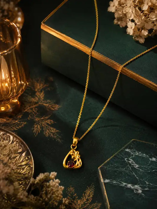 Gold Plated Initial Letter Pendant Necklace For Women Girls Ruby Customizable Personalized Name Unique