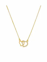 Elegant Double Heart Gold Plated Pendant Necklace For Women Romantic Couple Hear Design Stylish