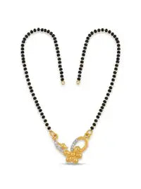 Elegant Floral Infinity Mangalsutra Necklace For Women Gold Plated Black Bead Design Stylish Daily