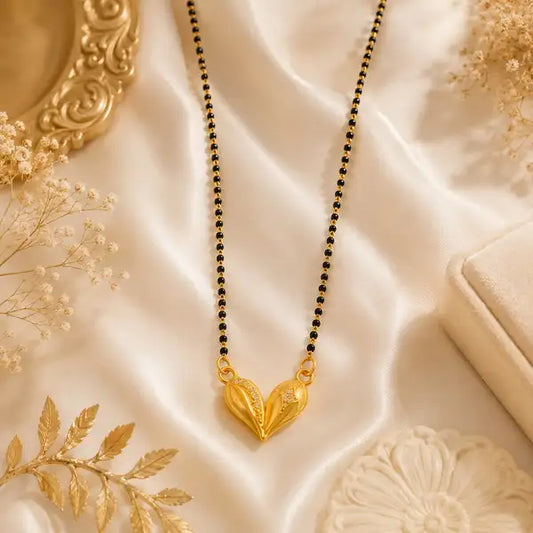Elegant Gold Plated Heart Mangalsutra Necklace For Women Traditional Modern Jewe Design Stylish Daily