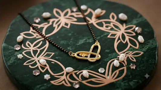 Elegant Infinity Heart Mangalsutra Necklace For Women Gold Plated Designer Black Design Stylish Daily