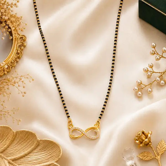 Elegant Infinity Mangalsutra Necklace For Women Gold Plated Diamond Studded Infi Design Stylish Daily