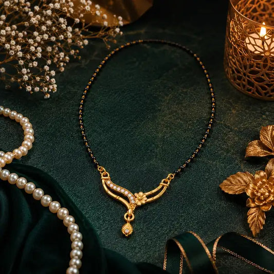 Elegant Diamond Mangalsutra For Women Premium Finish Sparkling Stone Accent Necklace Stylish Daily Wear