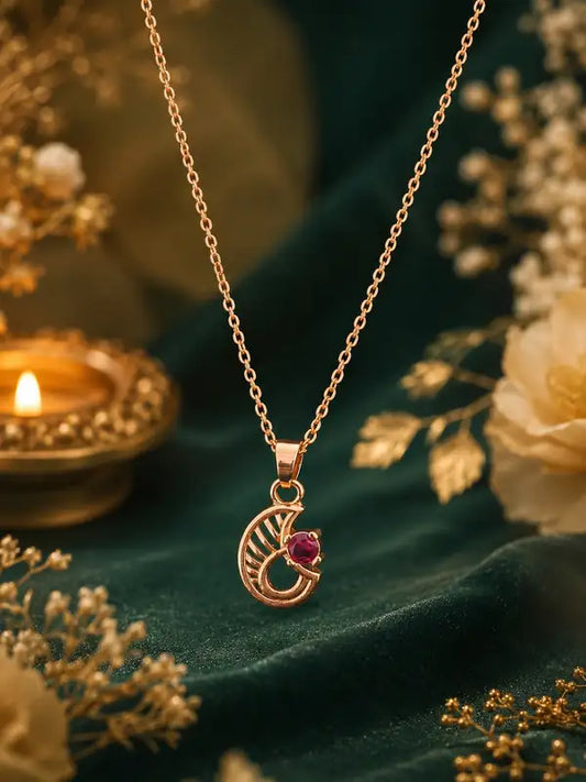 Gold Ruby Pendant Necklace For Women Elegant Trendy Jewelry Plated Stone Accent Stylish Daily
