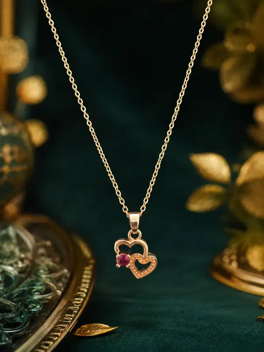 Gold Ruby Pendant Necklace For Women Elegant Trendy Jewelry Plated Stone Accent Stylish Daily