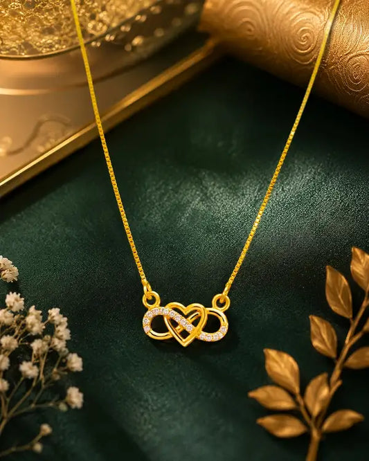 Infinity Heart Necklace Gold Plated Romantic Love Pendant For Women Jewell Elegant Design Stylish