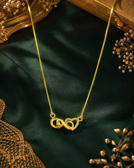 Infinity Heart Necklace For Women Gold Plated Love Pendant With Crystal Accents Elegant Design