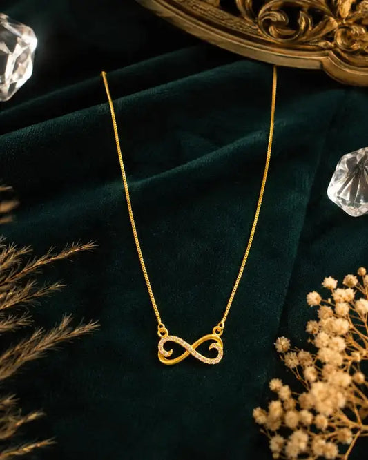 Infinity Pendant Necklace For Women Gold Plated Crystal Elegan Elegant Design Stylish Daily Wear