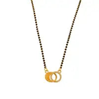 Luxury Double Ring Mangalsutra Necklace For Women Elegant Gold Plated Black Bead Chain Stylish