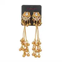 Royal Gold Plated Kundan Tassel Earrings For Women Long Designer Ethnic Statemen Elegant Pearl