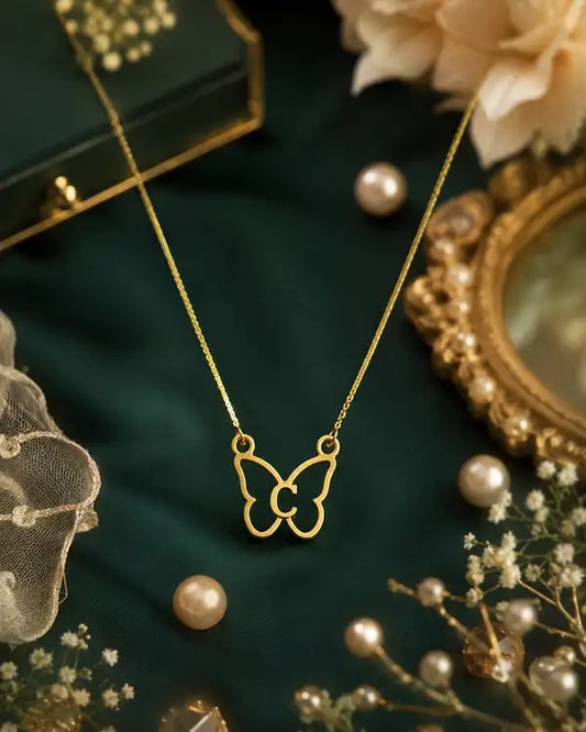 Personalized Butterfly Initial Necklace For Women Elegant Gold Letter Pendant Customizable Plated Name Unique