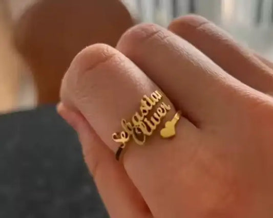 Personalized Butterfly Name Ring For Women Custom Adjustable Gold Plated Customizable Unique Gift And