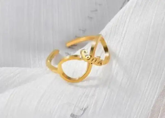 Personalized Dual Name Ring For Women Custom Couple Gold Plated Adjust Customizable Unique Gift