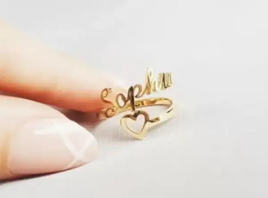 Personalized Dual Name Ring For Women Custom Couple Gold Plated Adjust Customizable Unique Gift
