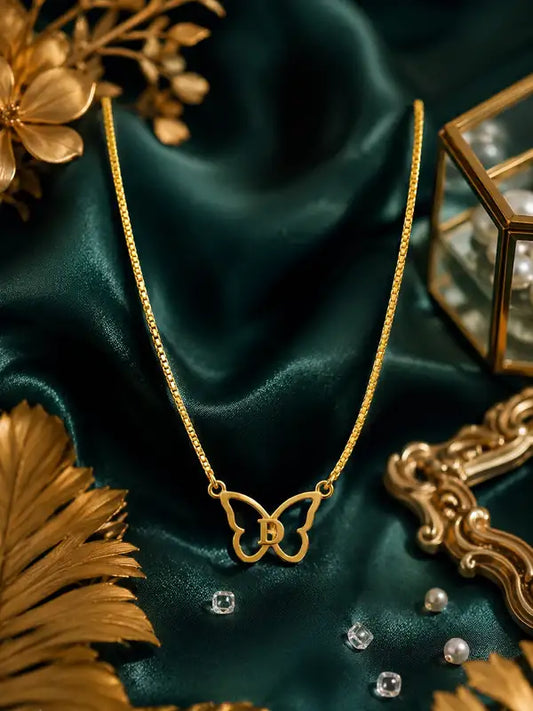 Personalized Letter Butterfly Necklace Stylish Gold Initial Pendant Gift For Customizable Plated Name Unique