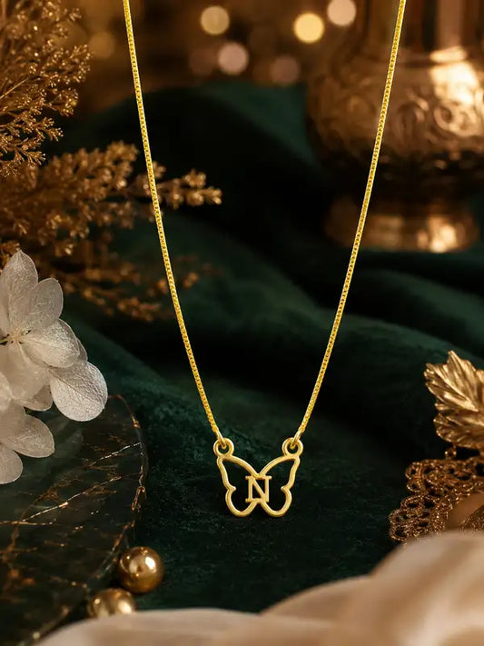Signature Butterfly Pendant Necklace Chic Gold Letter Jewelry For Everyday Wea Customizable Plated Personalized